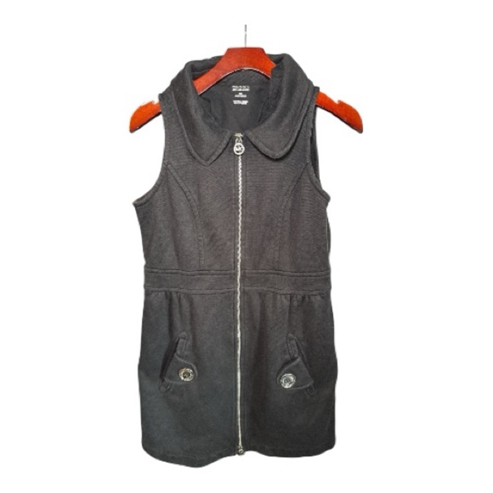 Michael Kors Women's Zip Front Vest Dress Medium Black